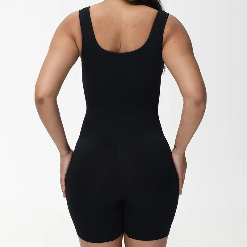 Women Full Body Shaper Wide Shoulder Seamless Bodysuit Shapewear Tummy Control Jumpsuit Sexy Thigh Slim Compression Underwear
