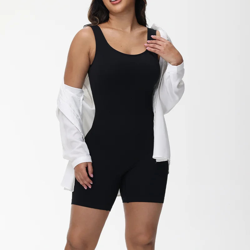 Women Full Body Shaper Wide Shoulder Seamless Bodysuit Shapewear Tummy Control Jumpsuit Sexy Thigh Slim Compression Underwear