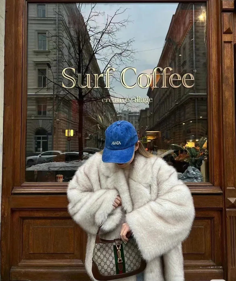 GVUW Thickened Fur Coat Women's Fashion Turn Down Collar Loose Cardigan Coats 2025 New Winter Products 17S2180