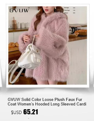 GVUW Thickened Fur Coat Women's Fashion Turn Down Collar Loose Cardigan Coats 2025 New Winter Products 17S2180
