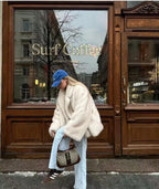 GVUW Thickened Fur Coat Women's Fashion Turn Down Collar Loose Cardigan Coats 2025 New Winter Products 17S2180