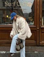 GVUW Thickened Fur Coat Women's Fashion Turn Down Collar Loose Cardigan Coats 2025 New Winter Products 17S2180