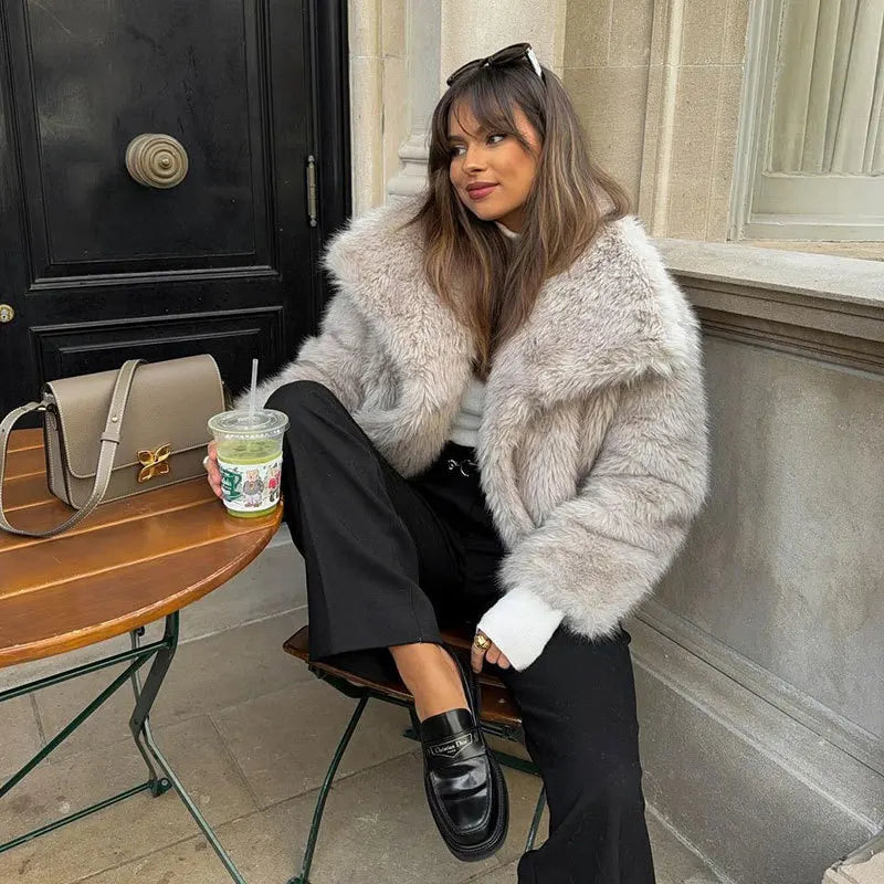 2025 Autumn and Winter New Faux Fur Jacket Women's Loose Long-sleeved Coat Toka Fox Fur