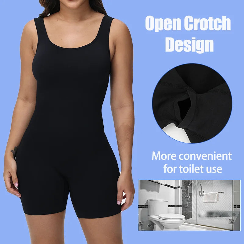 Women Full Body Shaper Wide Shoulder Seamless Bodysuit Shapewear Tummy Control Jumpsuit Sexy Thigh Slim Compression Underwear