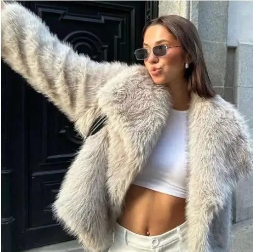 2025 Autumn and Winter New Faux Fur Jacket Women's Loose Long-sleeved Coat Toka Fox Fur