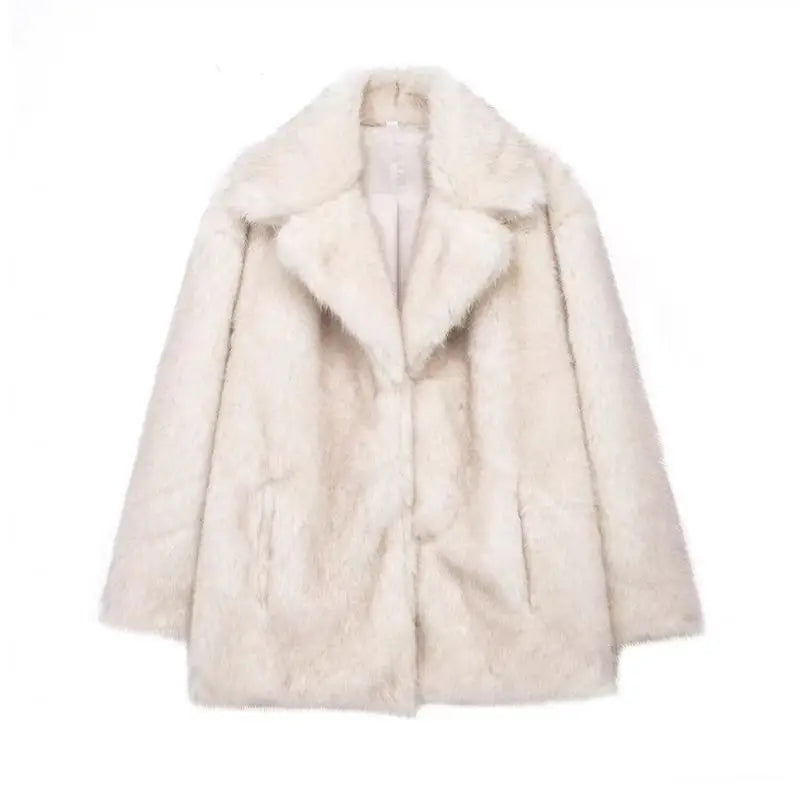 GVUW Thickened Fur Coat Women's Fashion Turn Down Collar Loose Cardigan Coats 2025 New Winter Products 17S2180