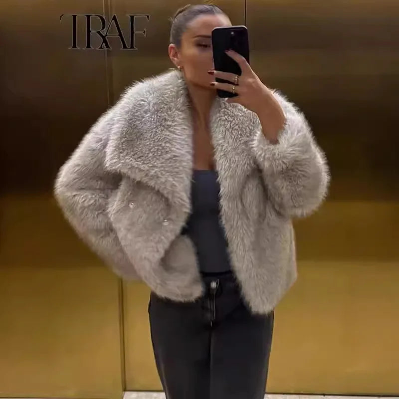 2025 Autumn and Winter New Faux Fur Jacket Women's Loose Long-sleeved Coat Toka Fox Fur