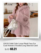 GVUW Thickened Fur Coat Women's Fashion Turn Down Collar Loose Cardigan Coats 2025 New Winter Products 17S2180