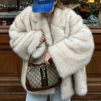 GVUW Thickened Fur Coat Women's Fashion Turn Down Collar Loose Cardigan Coats 2025 New Winter Products 17S2180