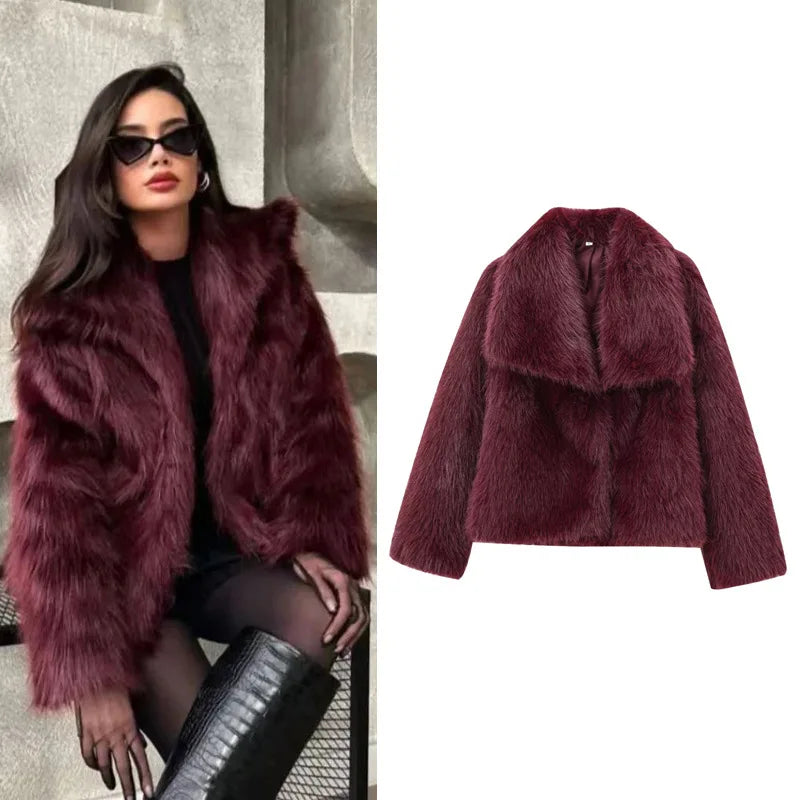 2025 Autumn and Winter New Faux Fur Jacket Women's Loose Long-sleeved Coat Toka Fox Fur